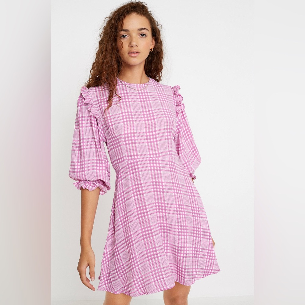 Faithful the brand edwina pink gingham mini dress
